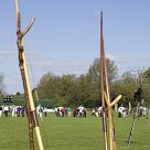 Scoring an end, as seen through a pair of propped up longbows